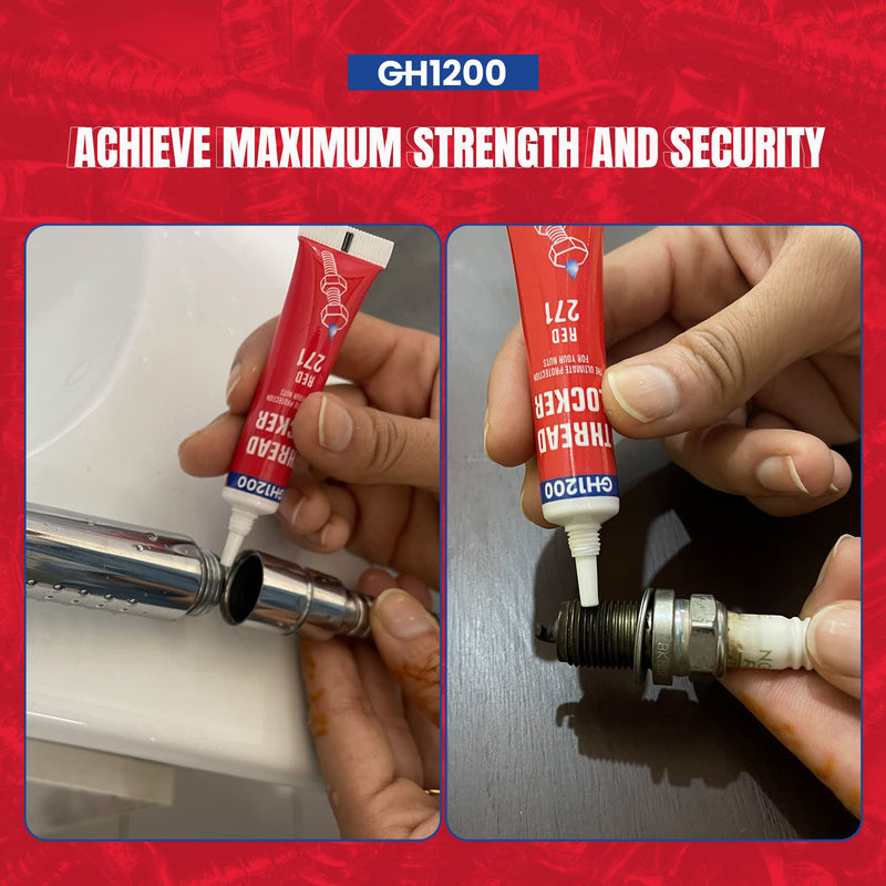 [Australia - AusPower] - 2 x 6g Thread Locker 271 Medium Strength Removeable Red Locktight Thread Locker for Nuts, Bolts, Fasteners and Metals. Lock Tight Threadlocker with Stable and Consistent Performance 1 