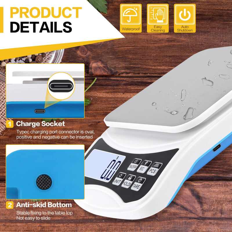 [Australia - AusPower] - Digital Lab Scale 5000g x 0.1g LCD Display Analytical Balance Jewelry Scale with Charging Precision Electronic Scale Scientific Scale 0.1g Accuracy for Laboratory Kitchen Measurement Rechargeable 