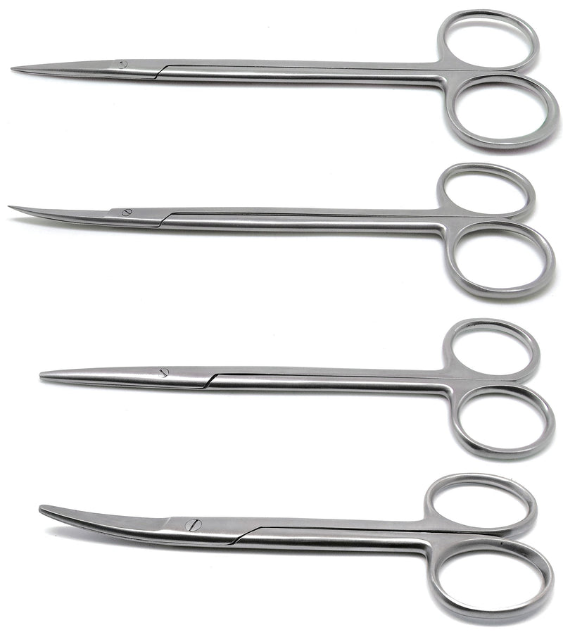 [Australia - AusPower] - Surgical Scissors Blunt & Sharp Straight & Curved Metzenbaum 6" & Kelly 7" 4 Pcs Instruments 