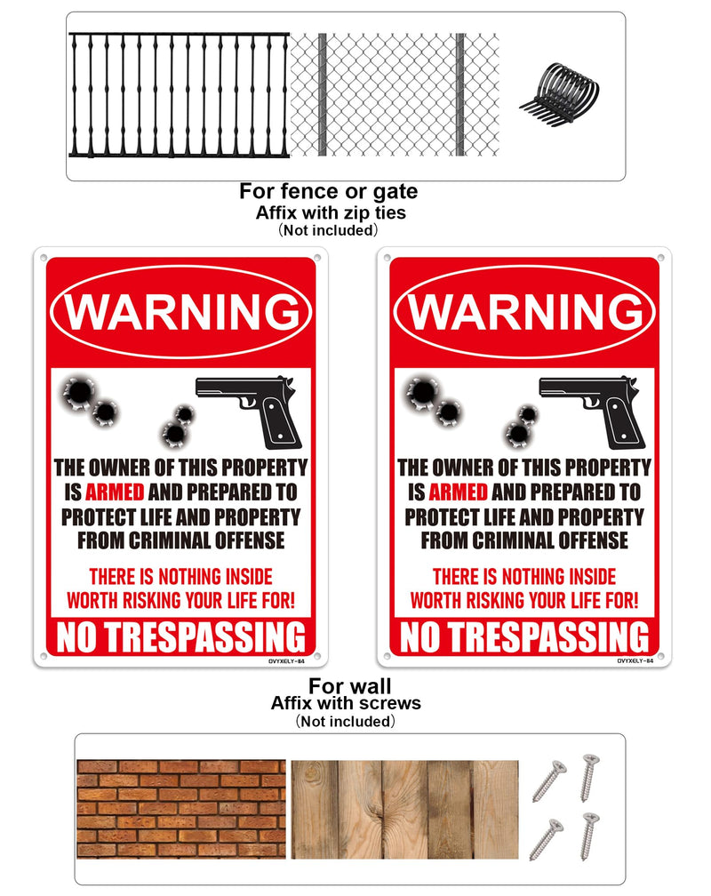 No Trespassing Sign Gun Signs for Home Security,There is Nothing Inside Worth Risking Your Life for, Protected by Armed Sign,Gun Warning Aluminum Caution Notice Signs 10"x 7"