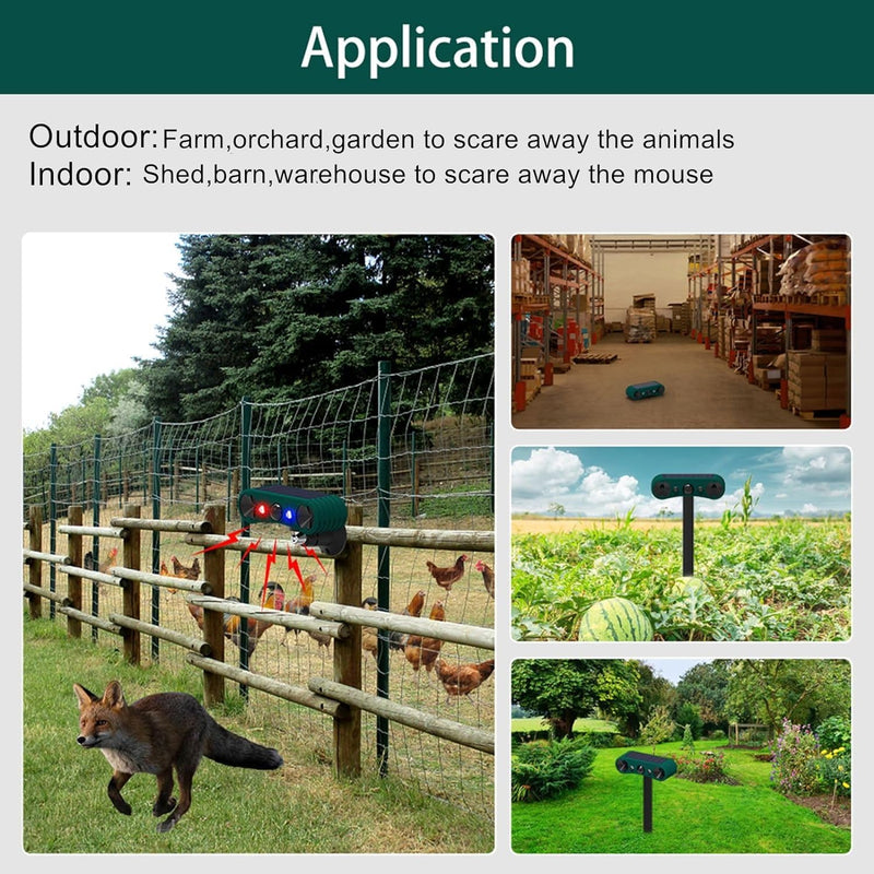 [Australia - AusPower] - Solar Indoor Outdoor Motion Sensor Alarm,WONFAST 129db Dual Loud Siren Solar Infrared Induction Alarm Red Blue Flash Warning Security Strobe Light 4 Modes for Farm Yard Orchard Barn (Green) Green 