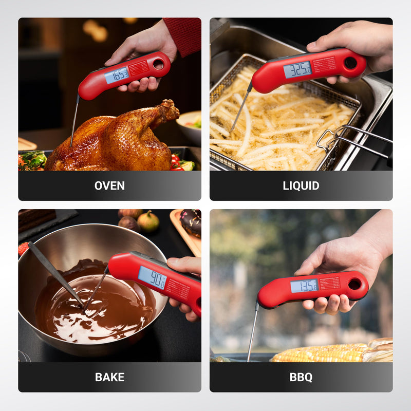 [Australia - AusPower] - ThermoMaven Professional Meat Thermometer Digital, Ultra-Fast 0.5 Sec Instant Read, NIST Certified ±0.5°F Accuracy, 100% Waterproof, Auto-Rotating Backlit Display, Lift-to-Wake, for BBQ/Cooking/Candy Red & Gray 