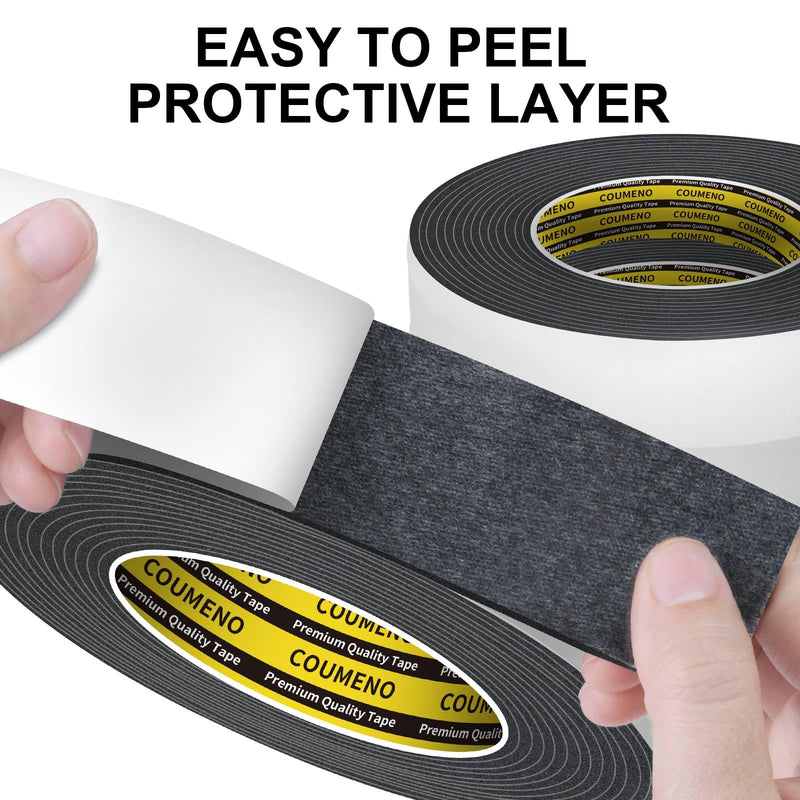 Single Sided Strong Self-Adhesive Foam Tape Strips 1inX16.4FT, Black Weather Stripping for Door/Window Seal, Gap Insulation, DIY Homeowners Easy Install (0.12in Thickness)