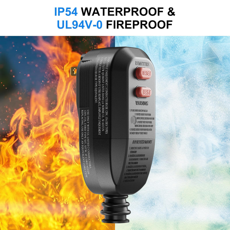 [Australia - AusPower] - ANEKEN GFCI Plug Replacement, Auto-Reset, 15 Amp, 2 Prong, Waterproof Ground Fault Circuit Interrupter Safety Plug for Pressure Washer, Hair Dryer, Weeder, Hot Tub, Pool Pump 