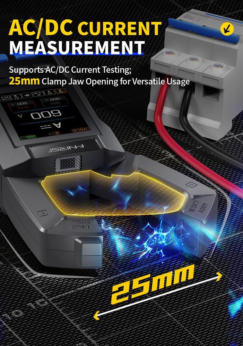 [Australia - AusPower] - FNRSI DMC-100 Digital Clamp Meter Multimeter 10000 Counts for AC/DC Current/Voltage/Diode/Resistance/Capacitor/Continuity/Temperature/Frequency/Zero Live Wire/NCV Test with Flashlight Blacklight 