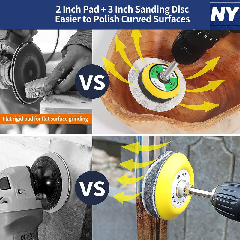 [Australia - AusPower] - NYXCL 170Pack 3/2inch Sanding Discs Kit with 2 & 3" Backer Pads, Sanding Sponge for Drill Sanding Attachment Die Grinder Rotary Tools with 1/8" 1/4" Shanks Sanding Pads P80-3000 