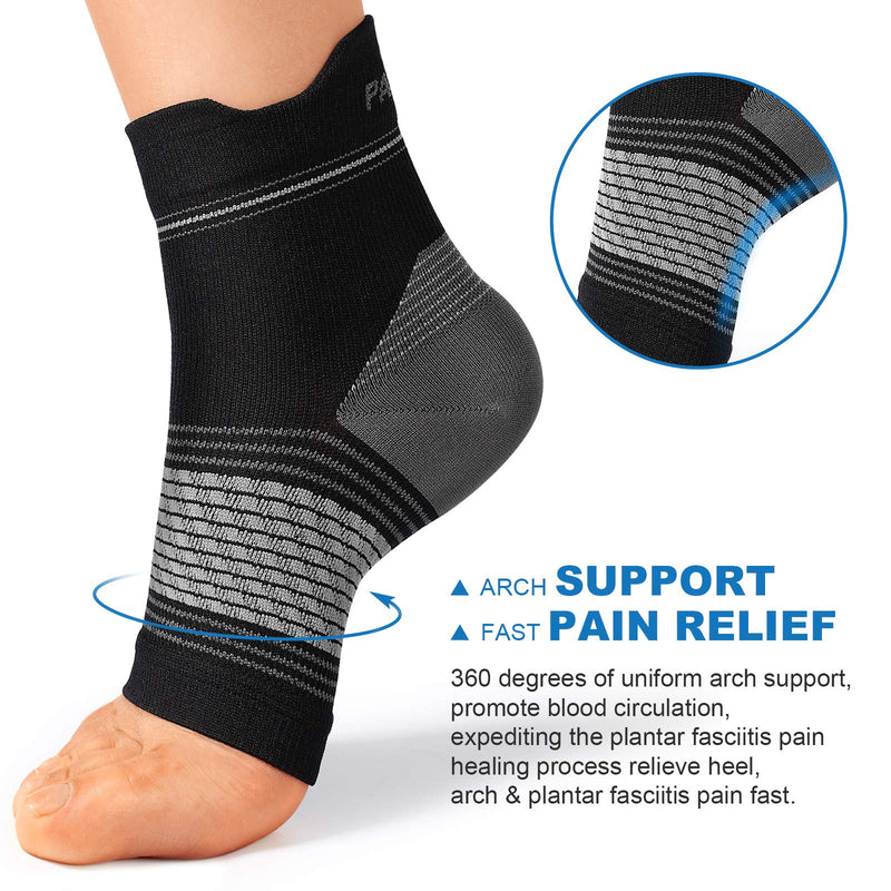 [Australia - AusPower] - Plantar Fasciitis Sock (6 Pairs) for Men and Women, Compression Foot Sleeves with Arch and Ankle Support (Black, Large) Black(6 Pairs) 