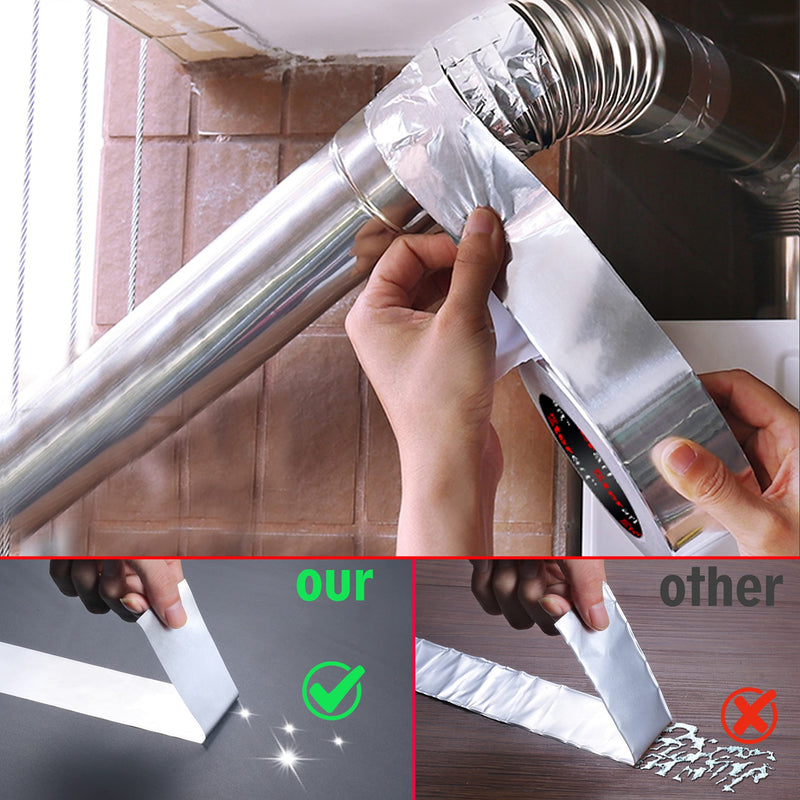[Australia - AusPower] - Aluminum Foil Duct Tape Heavy Duty,High Temperature Sealing and Patching,for HVAC,Air Ducts,Metal Repair, Foamboard,Insulation,Dryer Vent and More,2 Inch x 20 Yards,Silver 