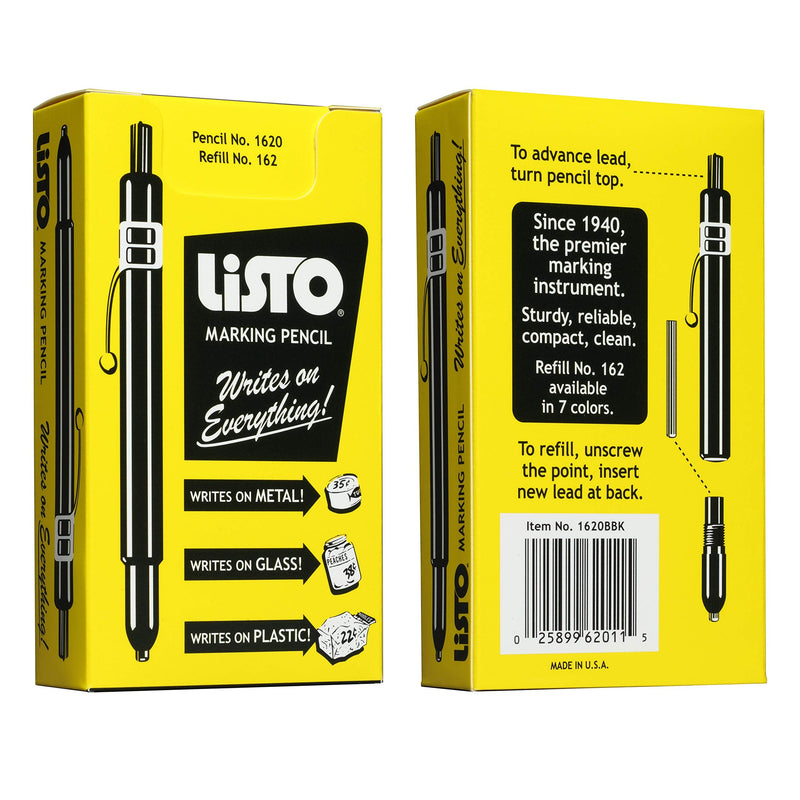 Listo 1620 - Box of 12 - China Markers/Grease Pencils/China Marking/Pencils/Wax Pencils - Made in USA (Orange) Orange
