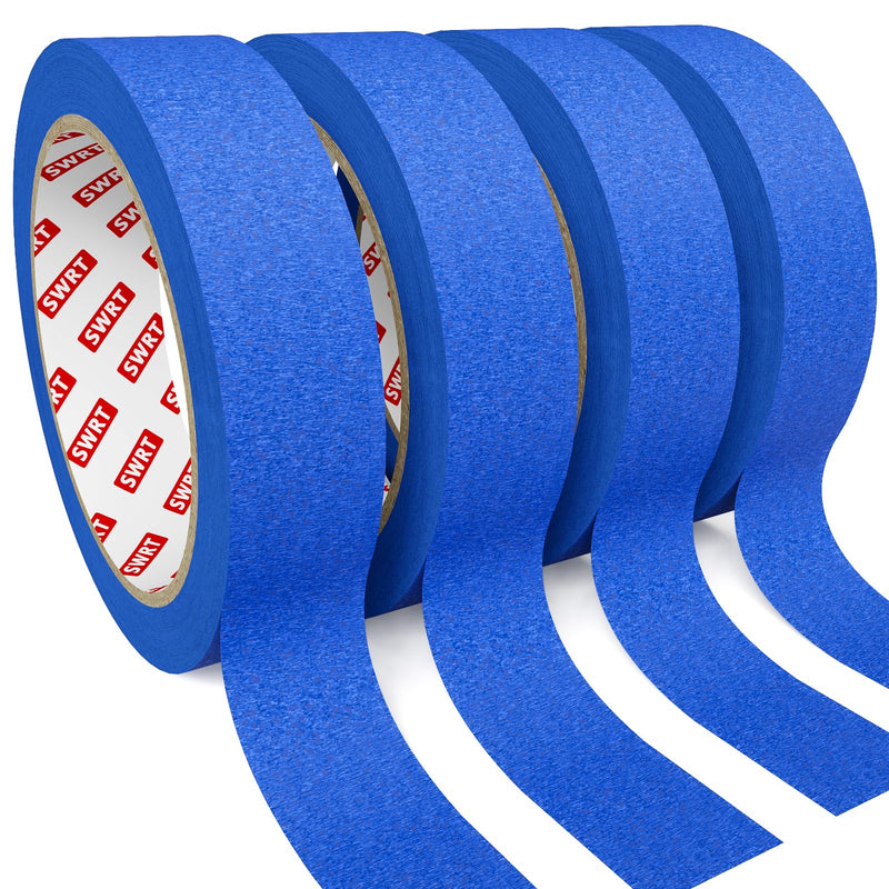SWRT Blue Painter's Tape, 1 Inch x 20 Yards, 4 Rolls, Clean Removal | Crisp Paint Lines; Fast, Clean Masking; Reliable Hold; Easy Hand Tear; Walls, Trim & Glass; Painting & Crafts