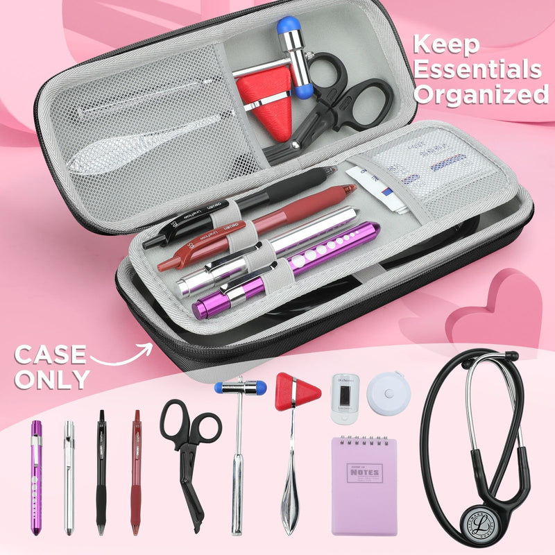 [Australia - AusPower] - Stethoscope Case for 3M Littmann Classic III, Cardiology IV, MDF, EKO - Nurse Gifts for Women, Nursing Student Gifts, Cute Hard Shell Nurse Bag, Nurse Accessories for Work, Nursing School Essentials Black 