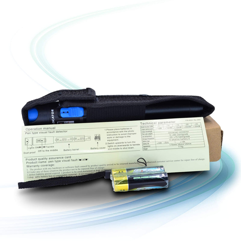 [Australia - AusPower] - speedwolf 650nm 30KM(18.6mi) Pen-Type Red Light Visual Fault Locator (VFL) / Red Light Source Fiber Optic Cable Test Tool for SC,FC,ST Adapter 
