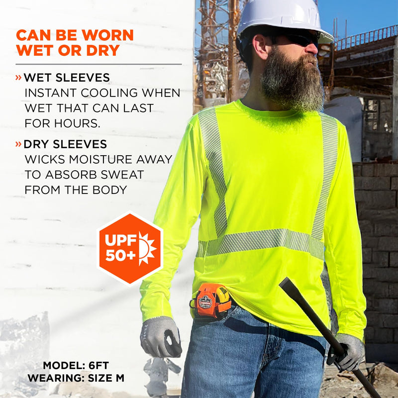 Ergodyne Chill Its 6688 Hi Vis Reflective Shirt, Class 2, Cooling Sun Shirt with UV Protection Lime 3X-Large