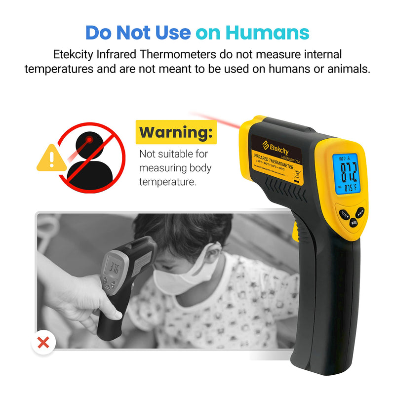 [Australia - AusPower] - Etekcity Infrared Thermometer Temperature Gun 774, Digital IR Temp Gun for Food, Cooking, BBQ, Pizza Oven, Reptile, Griddle Accessories, Non Contact Surface Outdoor Heat Gun Advanced Dark Yellow 
