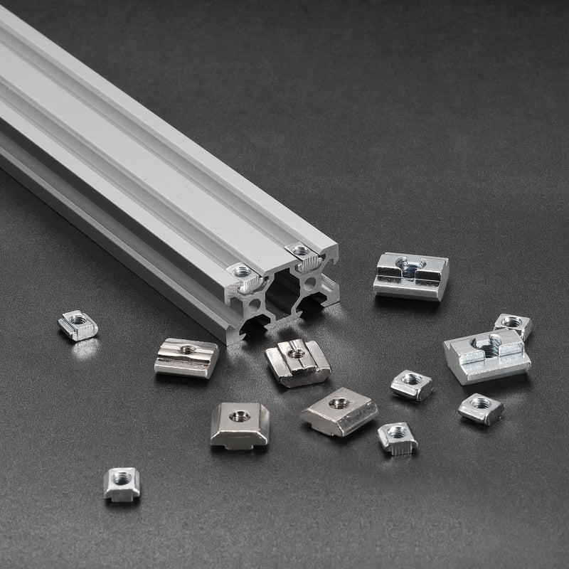 [Australia - AusPower] - uxcell T Nuts, 30pcs - Nickel Plated Carbon Steel T Slot Bolts, 4040 Series M8 Hammer Head Fastener, Sliding T Nuts for Aluminum Extrusion Profile (Silver) 