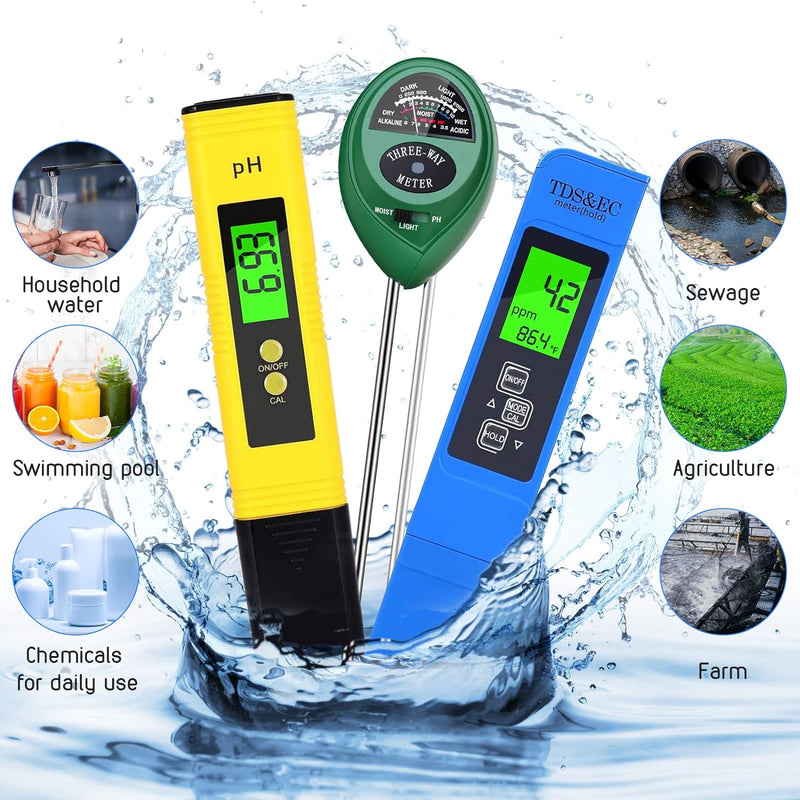 [Australia - AusPower] - VIVOSUN pH and TDS Meter Combo, 0.05ph High Accuracy Pen Type pH Meter ± 2% Readout Accuracy 3-in-1 TDS EC Temperature Meter for Hydroponics, Household Drinking, and Aquarium, UL Certified 
