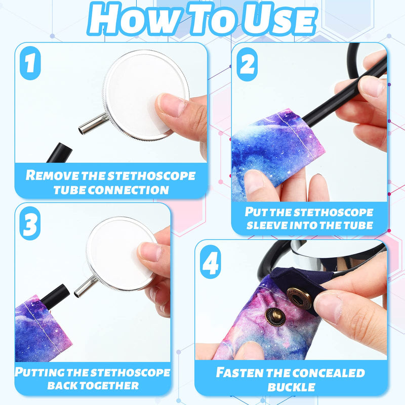 [Australia - AusPower] - 4 Pieces Stethoscope Covers with Removable Tube Handmade Stethoscope Accessories for Nurses Doctors (Starry Sky) Starry Sky 