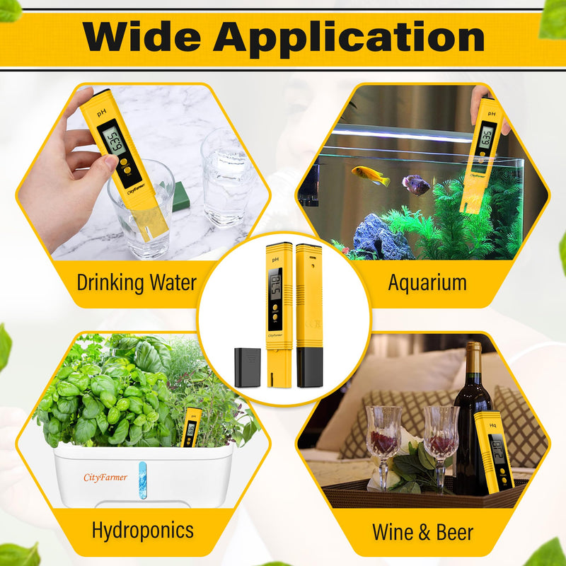 [Australia - AusPower] - PH Meter, Digital pH Meter, PH Meter for Water Hydroponics, with 3 Pack of Calibration Solution Mixture Included 