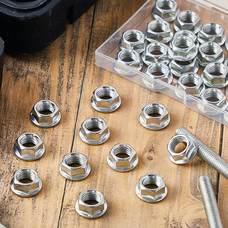 [Australia - AusPower] - 32 Pieces M10 x 1.25 mm Pitch Metric Fine Pitch Hexagonal Flange Nuts Stainless Steel Locking Flange Nut for YFZ450 YFZ660 