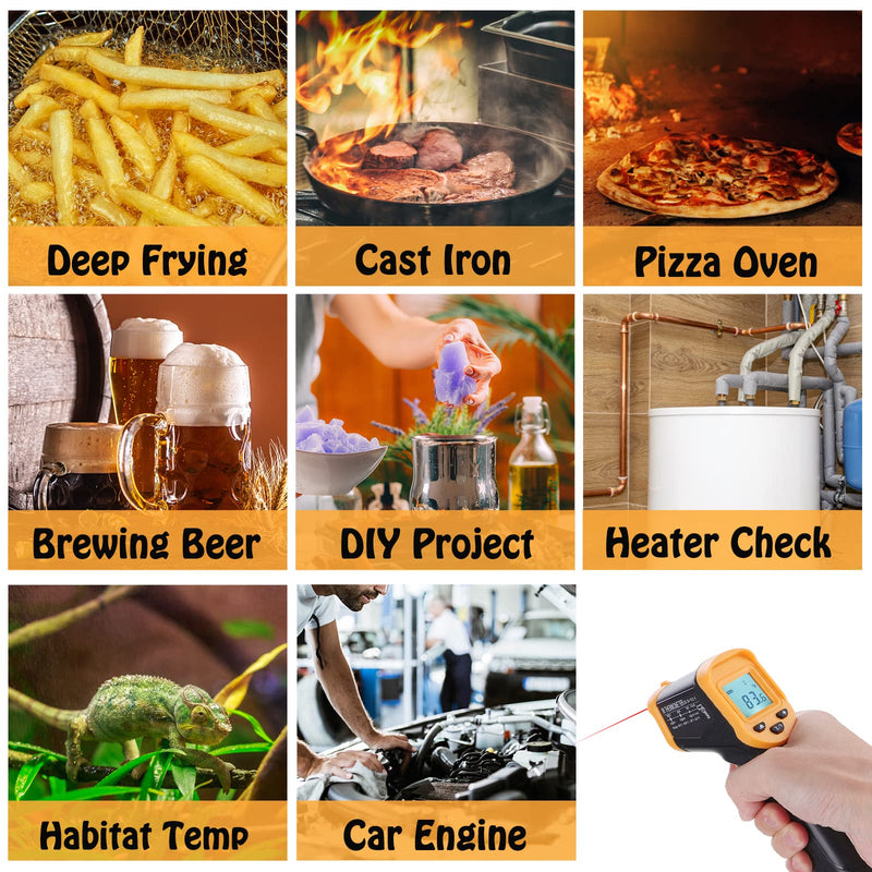 [Australia - AusPower] - Infrared Thermometer Gun for Cooking, Laser Thermometer Gun for Blackstone Pizza Oven, -58?~1022? Non Contact Temperature Gun with Carrying Storage Case, LCD Backlit (NOT for Human) Black 