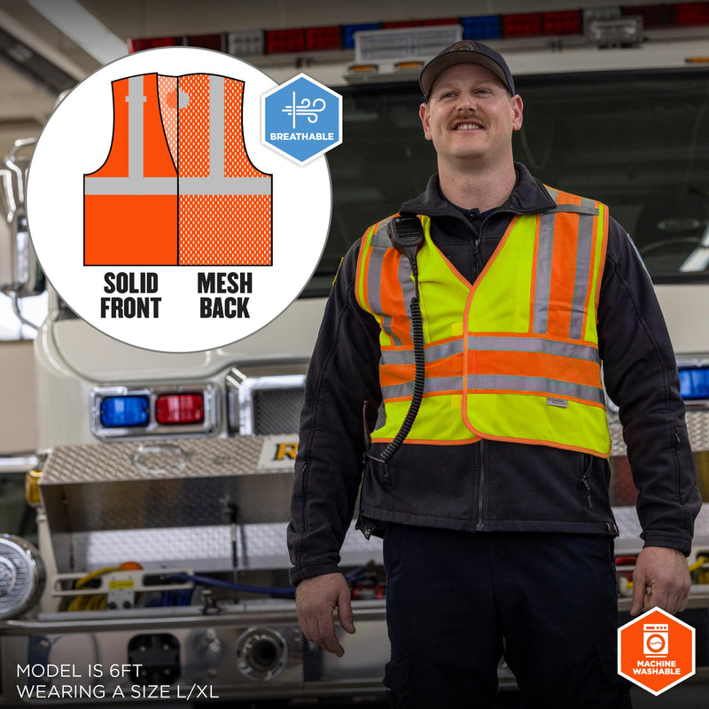 Public Safety Reflective Vest, High Visibility, ANSI Compliant, Breakaway, 2XL/3XL, Ergodyne GloWear 8245PSV,Lime Lime XX-Large-3X-Large