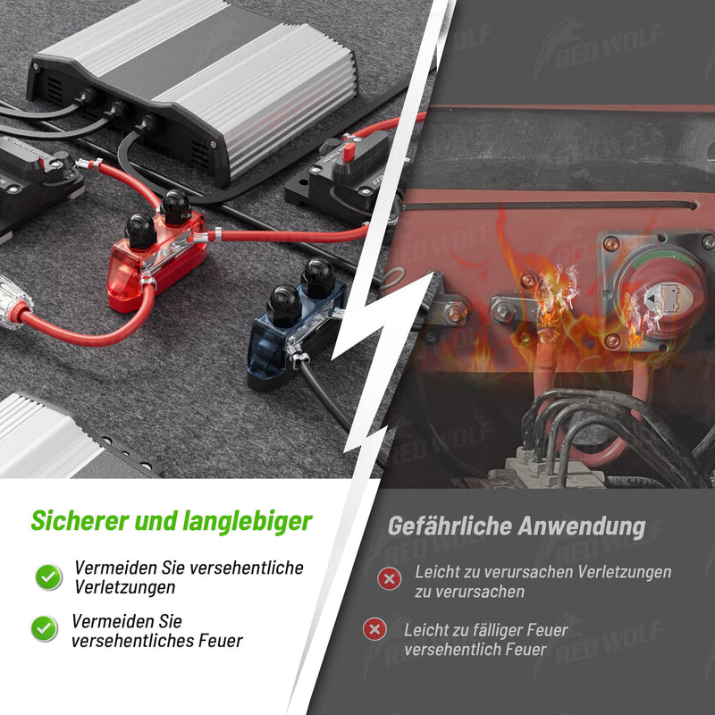 RED WOLF 12V-48V DC Busbars Distribution Block 150A, Distribution Rail with 2 x M10 Terminal Bolts for Car Marine RV RV Truck Electrical System Power Distribution Positive Ground Bus Rails Pack of 2