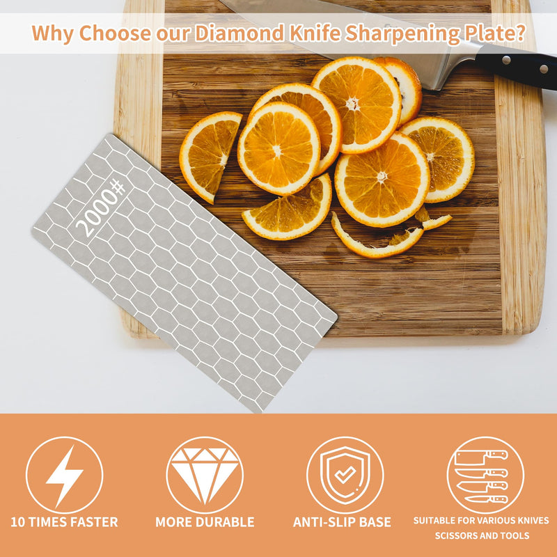 [Australia - AusPower] - CWOVRS Diamond Sharpening Stones, 5 PCS Diamond Sharpening Plates with Honeycomb Surface Plate for Scissors Knives Outdoor Tools From Coarse To Extra Fine 200/400/600/1000/2000 Grit XL 