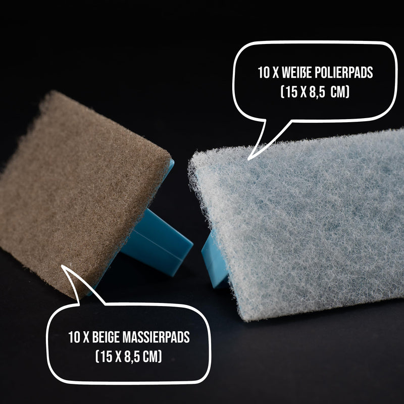 OLI NATURA Pad Set for Applying and Polishing Wood Oils | With 10 massage pads, 10 polishing pads and ergonomic pad holder - for an even, professional finish