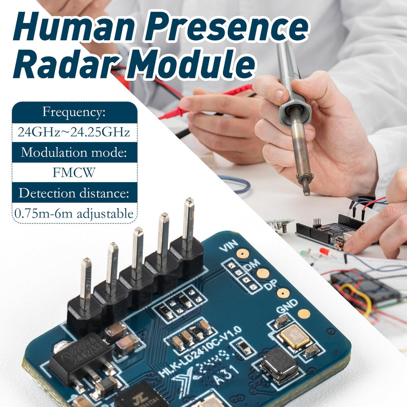 [Australia - AusPower] - 3 PCS LD2410C Sensor Module HLK-LD2410 Human Presence Radar LD2410 Millimeter Wave Radar Sensor Module Non Contact 24GHz ISM Band Serial Port IO Level Output LD2410C-3PCS 