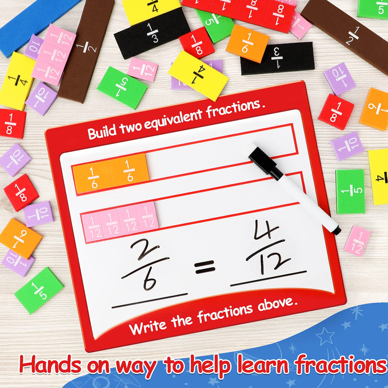[Australia - AusPower] - Magnetic Fraction Tiles & Fraction Circles Activity Set - Math Manipulatives for Elementary School - Fraction Magnets & Resources - Fraction Strips & Bars 