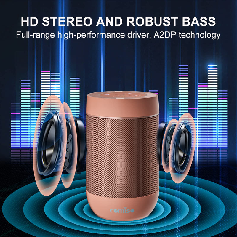 [Australia - AusPower] - comiso X26M Portable Bluetooth Speaker,Waterproof Speaker IP65,5.3 Bluetooth,360 HD Sound,TWS Stereo Pairing,Built in Mic, Support TF/SD Card-Pink Pink 