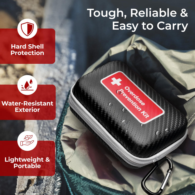 Empty Naloxone Case for Opioid Overdose Prevention Kits | Compact Design to Store Naloxone Nasal Spray and Accessories | Naloxone Not Included (Single, Black) Single
