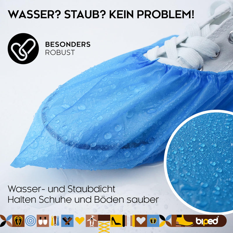 [Australia - AusPower] - biped Disposable Shoe Covers, Pack of 100, Latex-Free Galoshes, Non-Slip Overshoes with Elastic Band, Shoe Protector, Waterproof Against Dirt and Moisture, Ideal for Household, Practice, Crafts z2935 