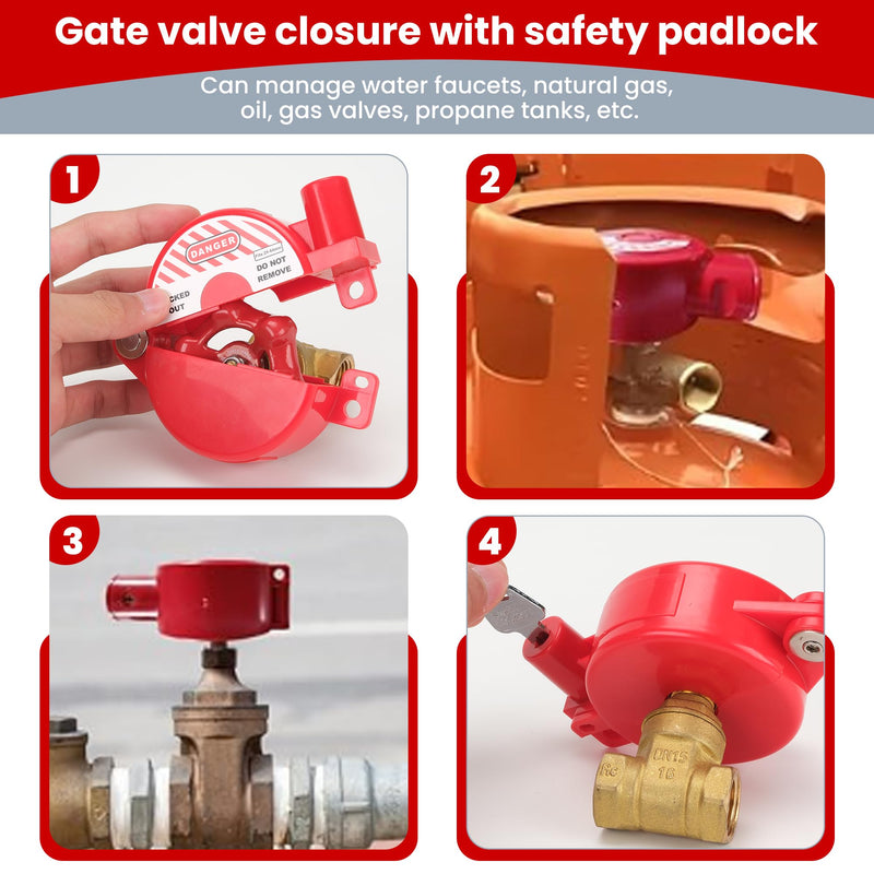 TOKCKYL Self-Locking Gate Valve Lockout Device, Hose Bib Lock for Water Spigot/Outdoor Water Faucet/Propane Tank, Suited for 1 to 2-1/2 in Dia Valve Handles, OSHA Compliant(2 Pack) New 2 Pack