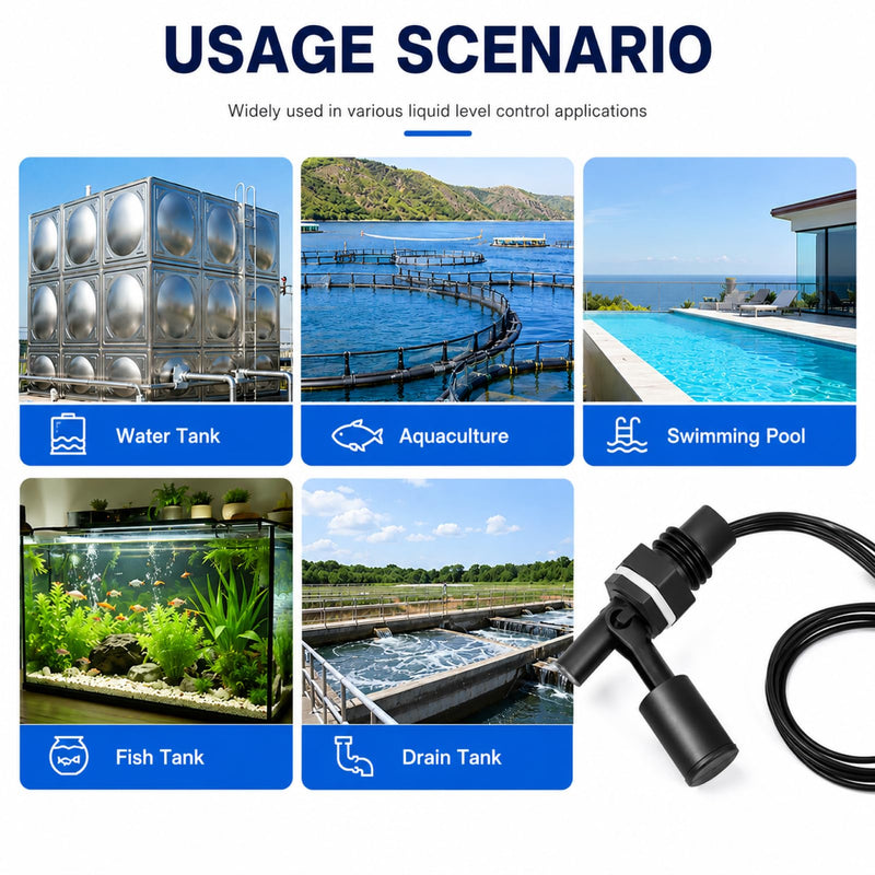 Pack of 2 Float Switch Water Level Sensor PP Side Mounted Float Switch 12V Liquid Level Sensor for Tank Aquarium Pool Container Water Control