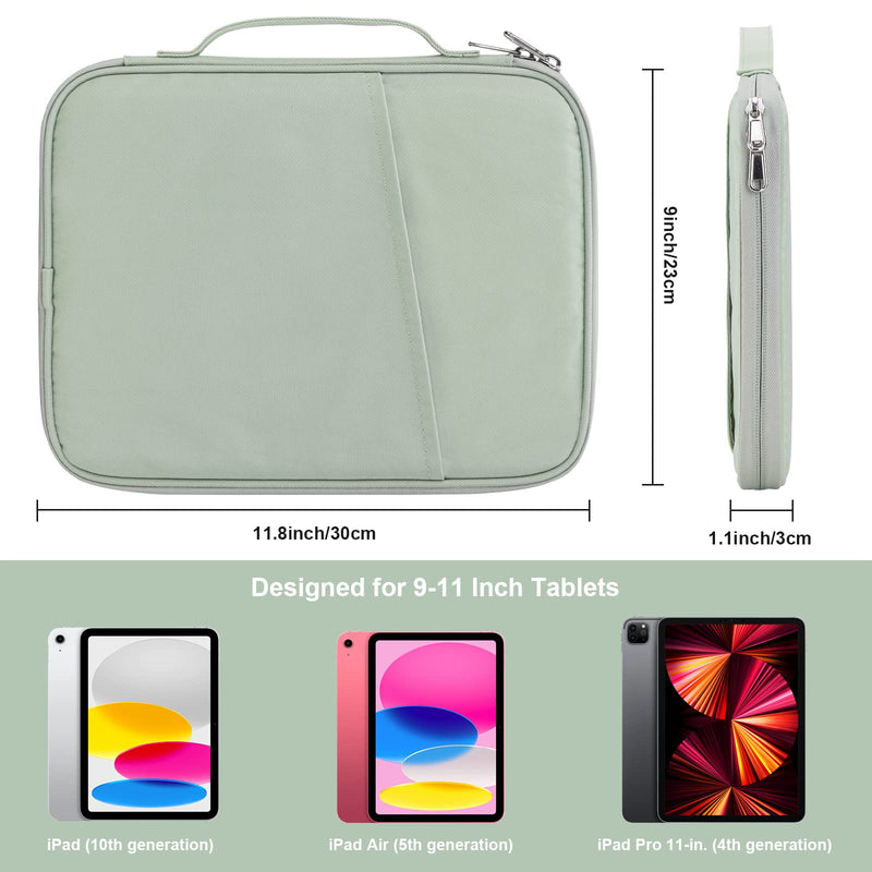 [Australia - AusPower] - 9-11 Inch Tablet Carrying Case, Padded Protective Travel Sleeve Bag for iPad Pro 11, iPad 10.9 (10th Gen), iPad Air (5/4th Gen), Galaxy Tab S9/S8 (Mint Green-11) Mint Green11 9-11 
