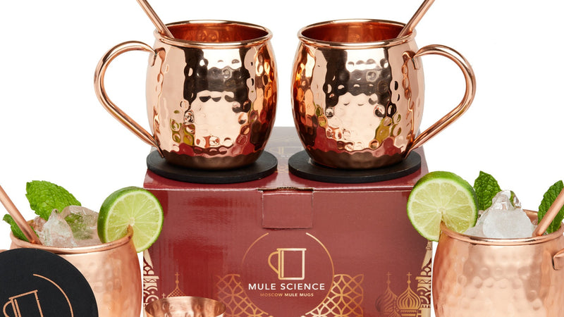 Advanced Mixology Pure Copper Moscow Mule Mugs Set of 4, 19 oz Hand-Hammered Copper Cocktail Mugs with Reusable Straws, Jigger & Coasters, Ideal for Home Bars, Restaurants & Events.