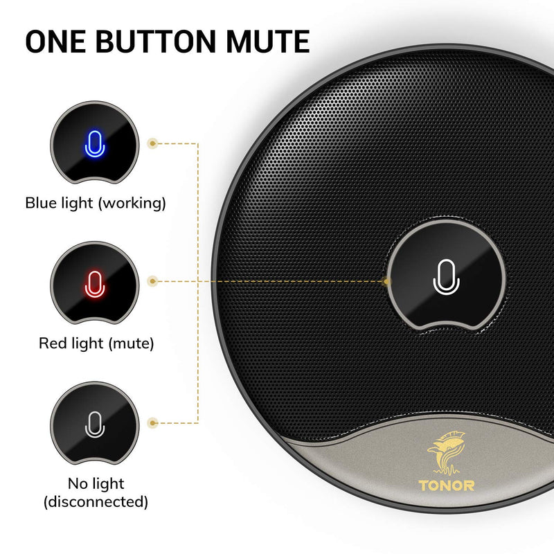 [Australia - AusPower] - TONOR USB Conference Microphone, 360° Omnidirectional PC Computer Condenser Mic with Mute Button for Online Meeting/Class, Zoom Call, Skype Chatting, Plug & Play (TM20) 