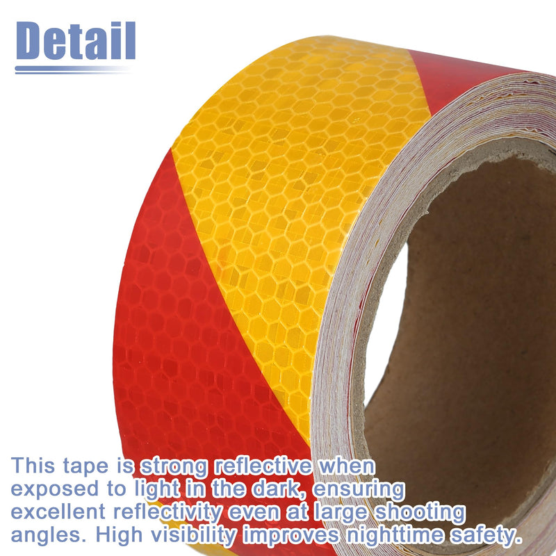 ACROPIX Universal 5cmx10m Yellow and Red Twill Car Reflective Stickers Reflective Tape Safety Warning Reflective Protector - Pack of 1