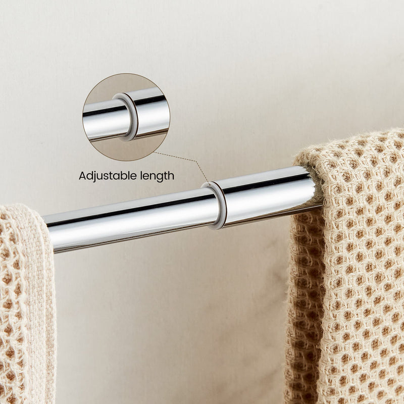 WOLIBEER Crystal Towel Bar,Chrome Towel Holder Adjustable Towel Rack Rod Expandable Stainless Steel Bathroom Accessories Wall Mounted Chrome