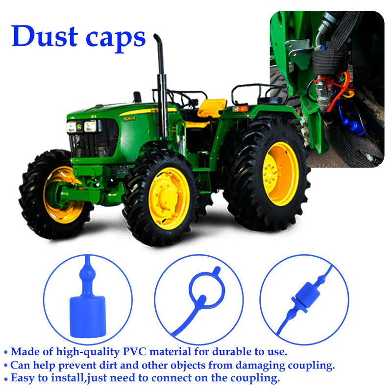 [Australia - AusPower] - (6 Set) 1/2 ISO A Tractor Hydraulic Hose Caps and Plugs Couplers Male Dust Cap and Female Plug Cover, Quick Disconnects Port Plug Fitting with Retention Ring Keeps Cap Attached to Hose (6 Colors) 