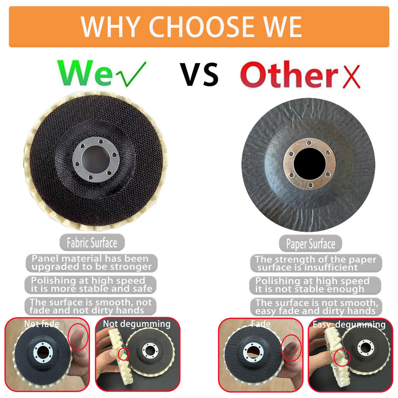 [Australia - AusPower] - 8 Pcs Wool Polishing Wheel and Compound Set Includes 5 Pcs Wool Felt Flap Polishing Disc & 3 Pcs Buffing Compound, 4-1/2 x 7/8 Inch for Angle Grinder, Multi-Surface (8) 8 