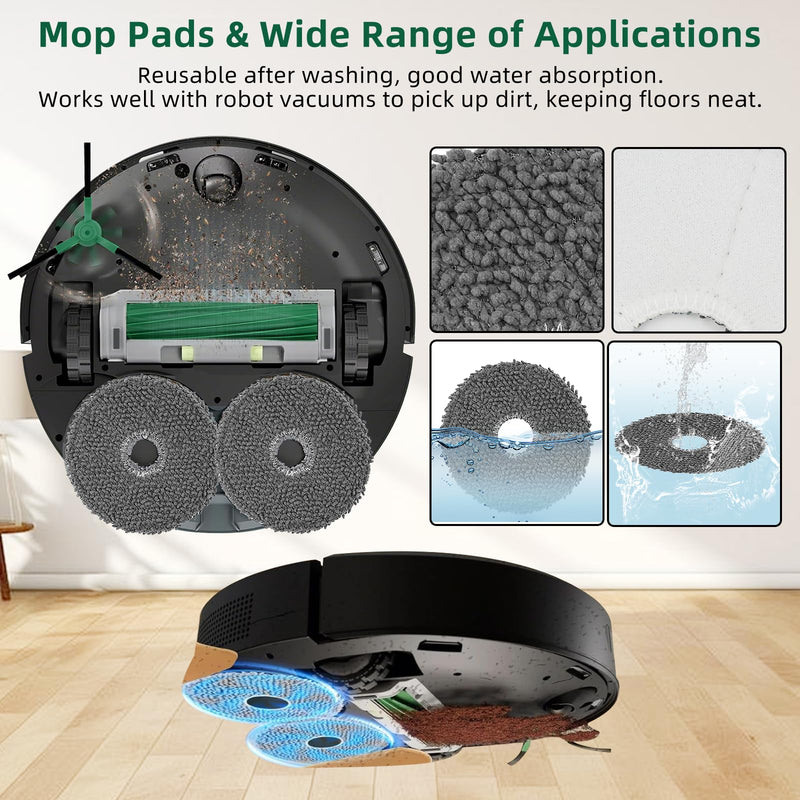[Australia - AusPower] - 26 Pack Replacement Kits for irobot Roomba Plus 405 Combo & 505 Combo Vacuum Cleaner, 2 Roller Brush, 6 Filters, 6 Side Brush, 6 Mop Pads, 6 Vacuum Bags Replacement Parts, 1 cleaning brush 