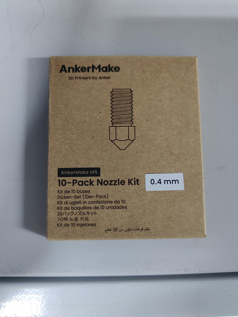 AnkerMake 10-Pack 0.4 mm Nozzle Kit, Premium Brass, for AnkerMake M5/M5C 3D Printers 0.4mm Nozzle Golden 1