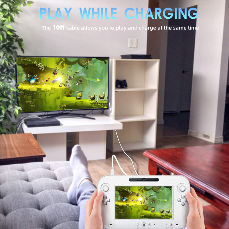 [Australia - AusPower] - 2Pack 10FT Charger Cable for Wii U Gamepad, AC Power Adapter Charger Cord for Nintendo Wii U Gamepad Remote Controller 