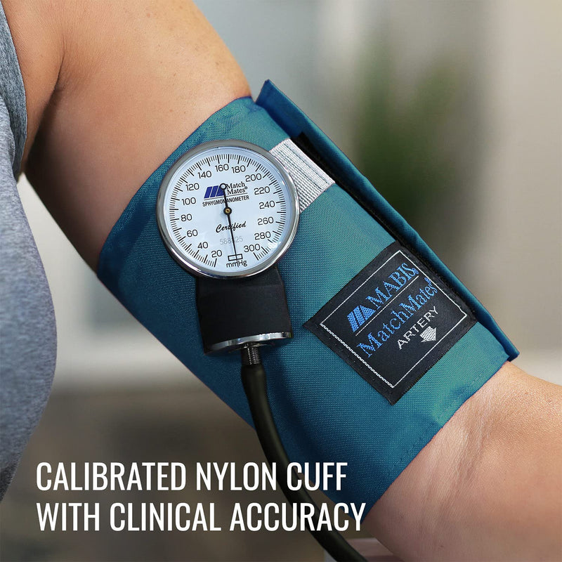 [Australia - AusPower] - MABIS MatchMates Aneroid Sphygmomanometer and 31" Sprague Rappaport Stethoscope Combination Manual Blood Pressure Kit with Calibrated Nylon Cuff and Oversized Carrying Case, Adult Teal 