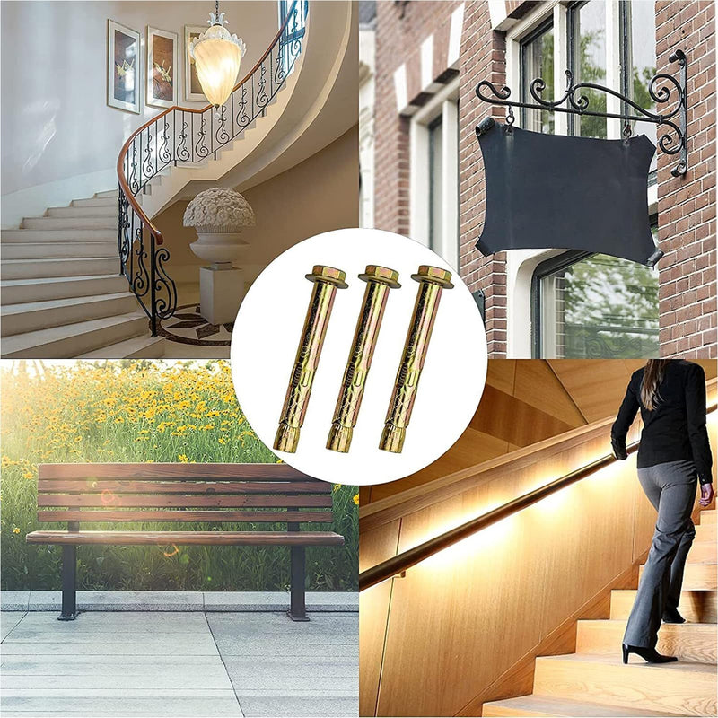 [Australia - AusPower] - 5Pcs Expansion Screw Bolts M10*80 Expansion Anchor Bolts Hex Nut Expansion Sleeve for Concrete Masonry Brick Wall Fixings 