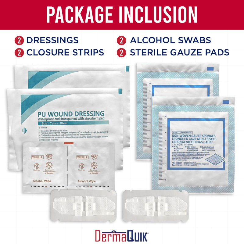 [Australia - AusPower] - Laceration Kit - 2 Patented Laceration Closure Strips, Upgrade from Small Butterfly Bandages Wound Closure Strips, Breathable, Zip Stitchless Kit for Kids to Elderly - Home & Field Use Home & Field Kit 