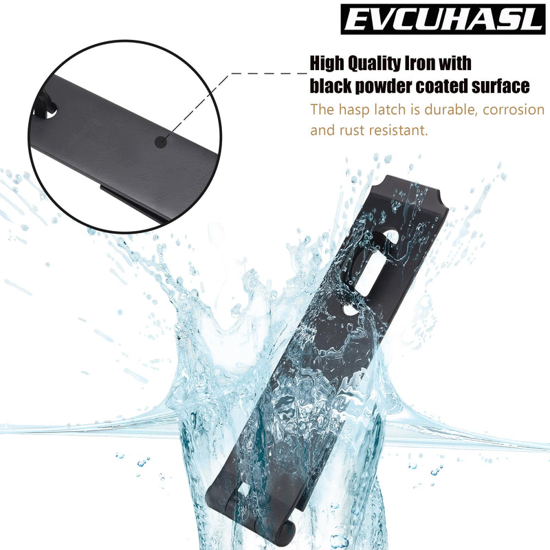 [Australia - AusPower] - Door Lock Hasp Latch, Thicked Design Latch Lock, High Quality Iron Security Packlock Clasp Hasp Lock Latch for Doors, Black Finish with Screws, 1 Pack(7-1/2 Inch) 