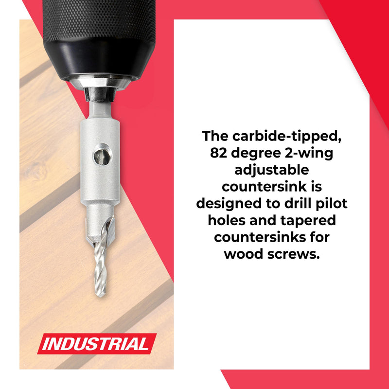 Amana Tool Carbide Tipped 82 Degree Countersink Drill Bit, 55274, 3/8 Dia x 5/32 Drill D x 1/4 Inch Quick Release Hex Shank for Tool 55225